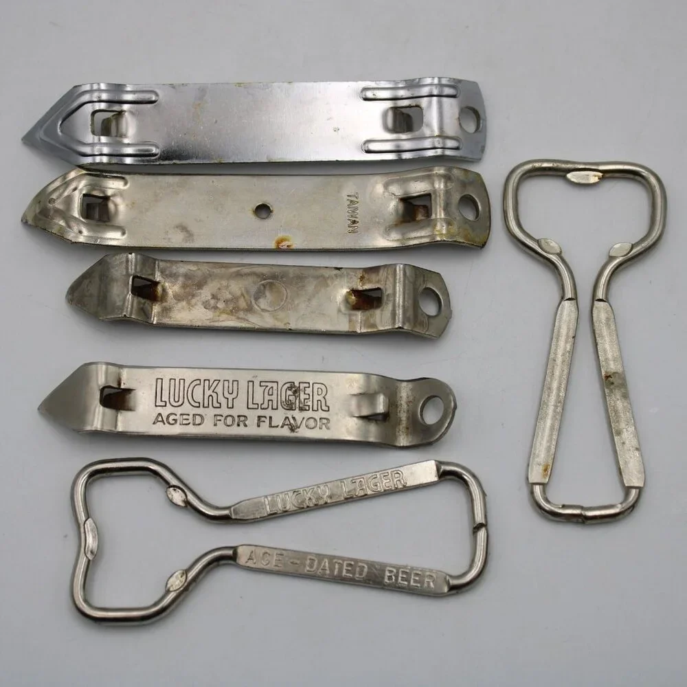 6 Piece Lot Bottle Openers Metal Lucky Lager And Plain